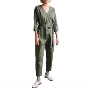 Sotela Stella Jumpsuit Women Small Green Cropped Pockets Minimalist